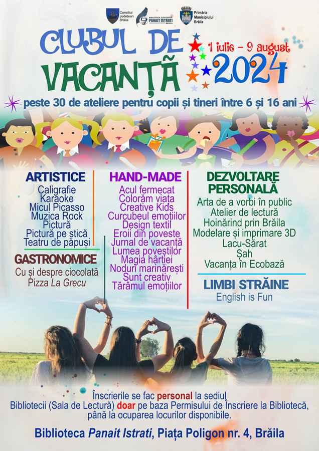 Biblioteca Județeană “Panait Istrati” dă startul înscrierilor la “Clubul de Vacanță”&nbsp;2024
