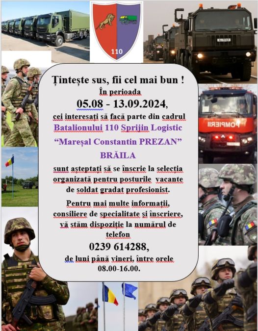 Se fac înscrieri pentru selecția organizată pentru posturile de soldat gradat profesionist. Află&nbsp;unde!