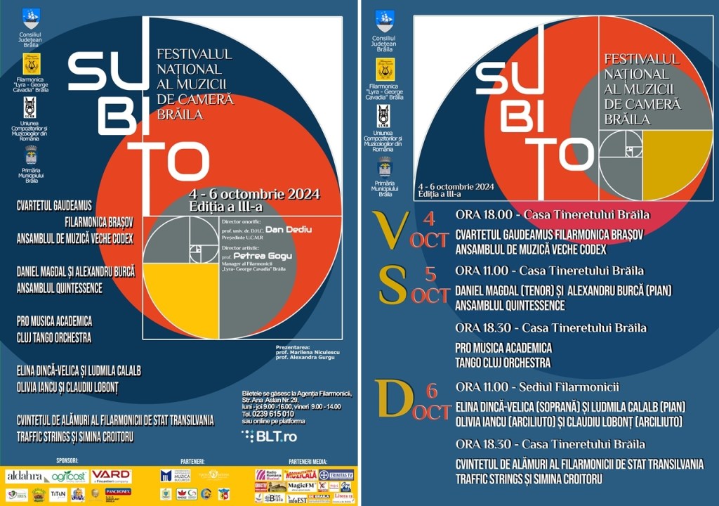 SUBITO – Festivalul Național al Muzicii de Cameră | Brăila redevine, în octombrie, pol al muzicii de&nbsp;cameră
