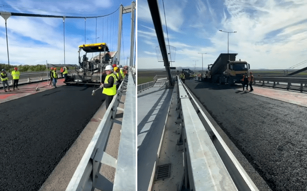 Au început lucrările de asfaltare pe Podul de la Brăila, pe sensul Tulcea –&nbsp;Brăila