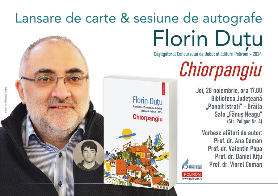 Lansare de carte la biblioteca brăileană | Volumul de povestiri “Chiorpangiu”, de Florin&nbsp;Duțu
