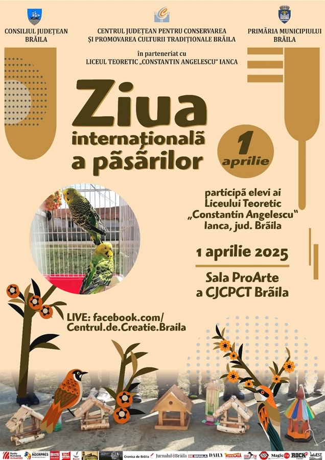 Ziua Internațională a Păsărilor, sărbătorită la Centrul Judeţean pentru Conservarea şi Promovarea Culturii Tradiţionale&nbsp;Brăila