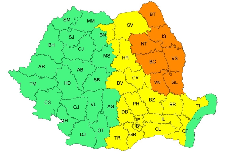 COD PORTOCALIU pentru mai multe județe din țară! Instabilitate atmosferică&nbsp;accentuată