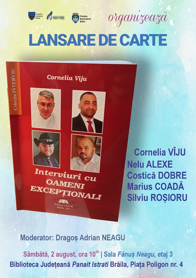 Lansare de carte, la bibliotecă | “Interviuri cu oameni excepționali”, semnată de Cornelia&nbsp;Vîju